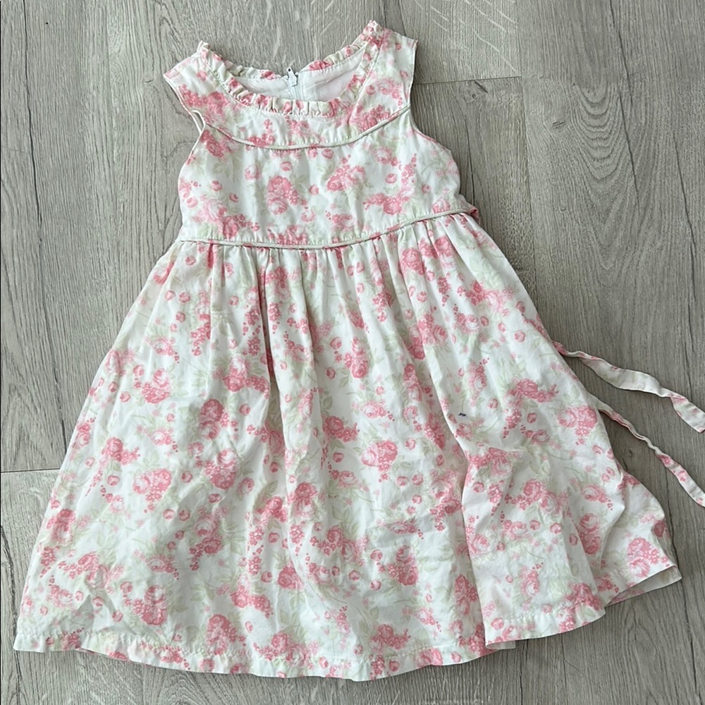 White and Pink Sleeveless Tiered Sundress